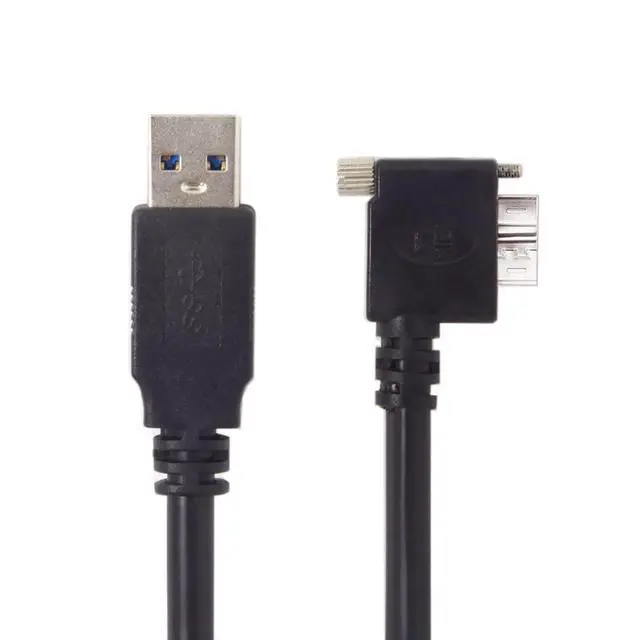 Alt view image 2 of 7 - Micro USB 3.0 Cable USB 3.0 Type A Male to Micro B Male 90 Degree Left Angled Cable with Mount Panel Screws 1.2M