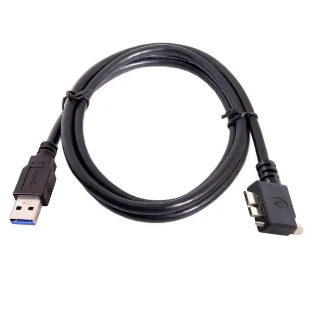 Alt view image 3 of 7 - Micro USB 3.0 Cable USB 3.0 Type A Male to Micro B Male 90 Degree Left Angled Cable with Mount Panel Screws 1.2M
