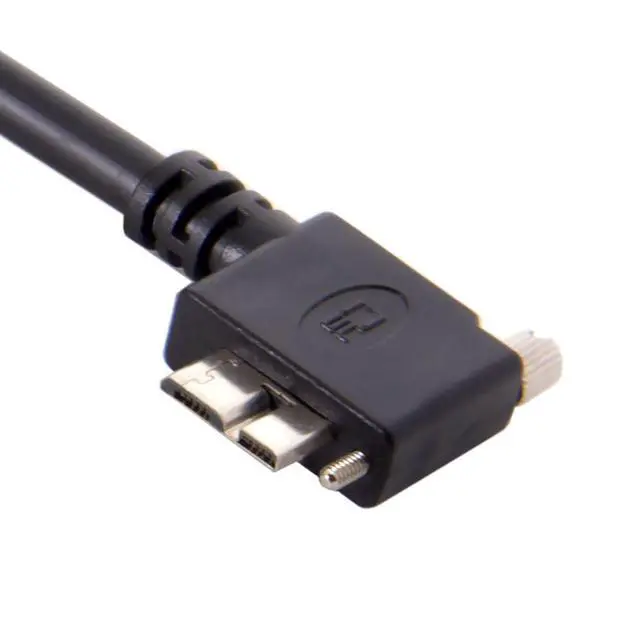 Alt view image 5 of 7 - Micro USB 3.0 Cable USB 3.0 Type A Male to Micro B Male 90 Degree Left Angled Cable with Mount Panel Screws 1.2M