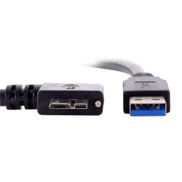 Alt view image 7 of 7 - Micro USB 3.0 Cable USB 3.0 Type A Male to Micro B Male 90 Degree Left Angled Cable with Mount Panel Screws 1.2M