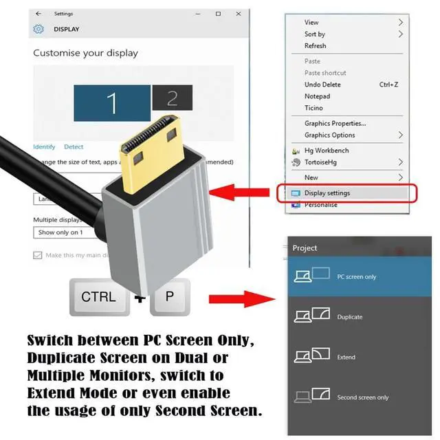 Alt view image 6 of 7 - HDMI 2.1 Cable,HDMI Male to Mini HDMI Male 90 Degree Down Angled 8K@60Hz 4K@120Hz 48Gbps Ultra High-Speed Gold-Plated Cable 1.64FT/0.5M for TV, Monitor, Computer