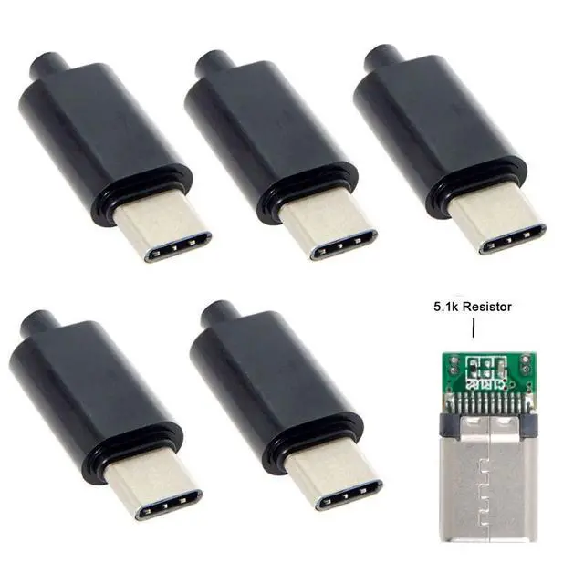 Alt view image 4 of 7 - CY USB Type C USB-C Male OTG Host Type 5.1k Resistor Adapter with Black Housing Cover DIY 24pin