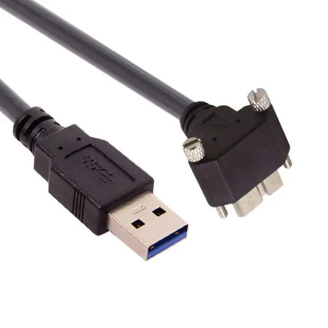 Alt view image 6 of 7 - Micro USB 3.0 Cable USB 3.0 Type A Male to Micro B Male 90 Degree UP Angled Cable with Mount Panel Screws 1.2M
