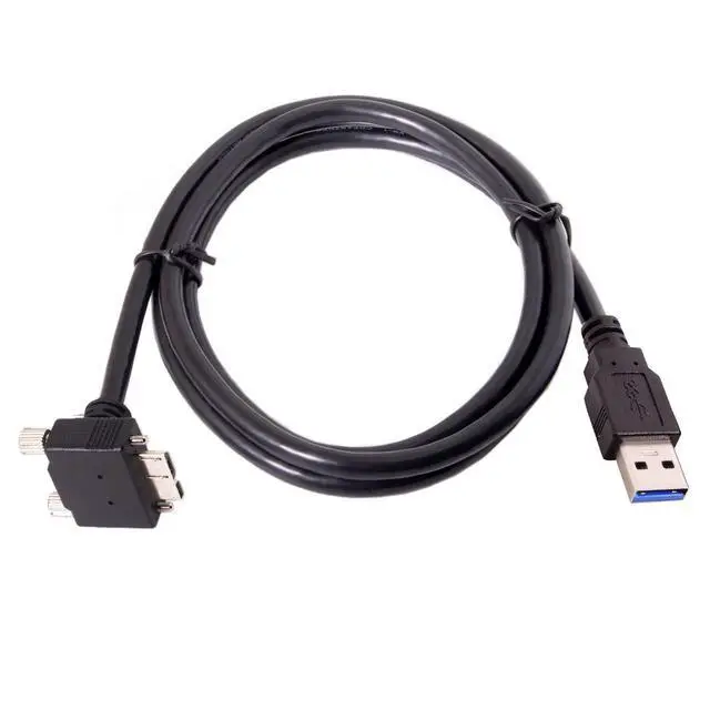 Alt view image 6 of 7 - Micro USB 3.0 Cable USB 3.0 Type A Male to Micro B Male 90 Degree Down Angled Cable with Mount Panel Screws 1.2M