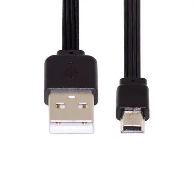 Alt view image 7 of 7 - USB 2.0 Short Flat Cable, USB 2.0 Type A Male to Mini USB Male 4 Wires 5V 2A Charge Data Extension Silicone Cable 4 Wires 30AWG 13cm