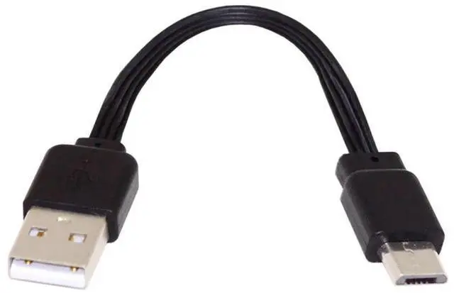 Main image of USB 2.0 Short Flat Cable, USB 2.0 Type A Male to Micro USB Male 4 Wires 5V 2A Charge Data Extension Silicone Cable 4 Wires 30AWG 13cm
