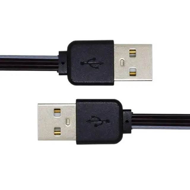 Alt view image 7 of 7 - USB 2.0 Short Flat Cable, USB 2.0 Type A Male to Male 4 Wires 5V 2A Charge Data Extension Silicone Cable 4 Wires 30AWG 13cm