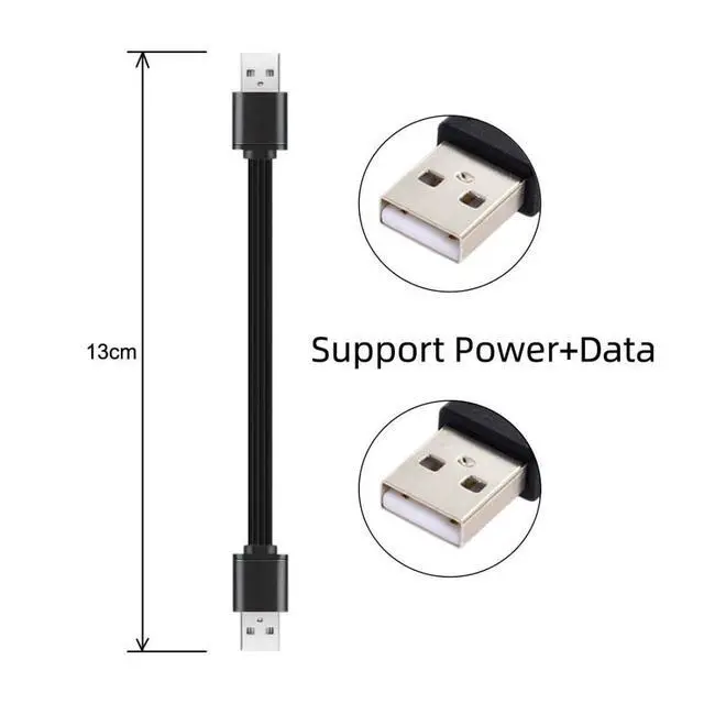 Alt view image 6 of 7 - USB 2.0 Short Flat Cable, USB 2.0 Type A Male to Male 4 Wires 5V 2A Charge Data Extension Silicone Cable 4 Wires 30AWG 13cm