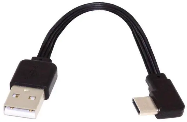 Main image of CY USB 2.0 Type-A Male to USB-C Type-C Male Flat Slim FPC 90 Degree Angled Data Cable for FPV & Disk & Phone 13cm