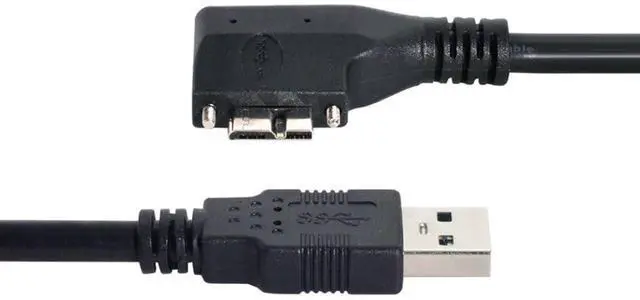 Alt view image 7 of 7 - Micro USB 3.0 Cable USB 3.0 Male to Micro B Male 90 Degree Right Angled Data Transfer Extension Cable with Mount Panel Screws 1.2M