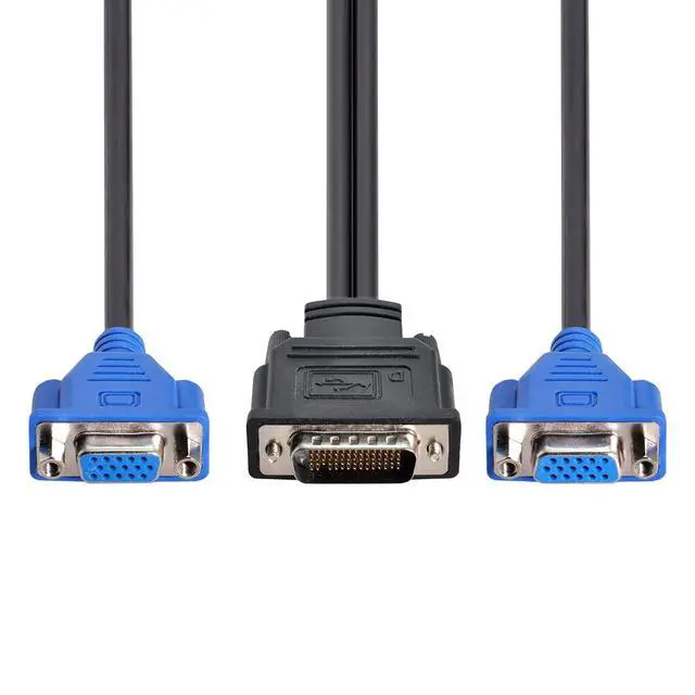 Alt view image 3 of 6 - DMS-59Pin 1 to 2 VGA RGB 15Pin Splitter Extension Cable for PC Graphics Card