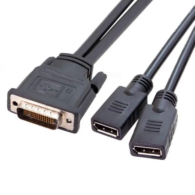Alt view image 4 of 6 - DMS-59Pin 1 to 2 Displayport Splitter Extension Cable for PC Graphics Card