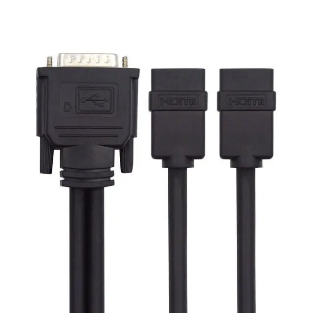 Alt view image 6 of 7 - DMS-59Pin 1 to 2 HDMI 1.4 Splitter Extension Cable for PC Graphics Card