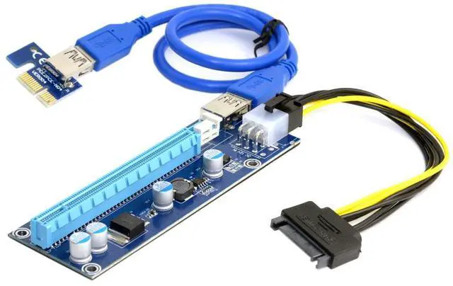 Main image of PCI-Express X1 to X16 GPU Riser Card Adapter with USB 3.0 SATA Power Cable