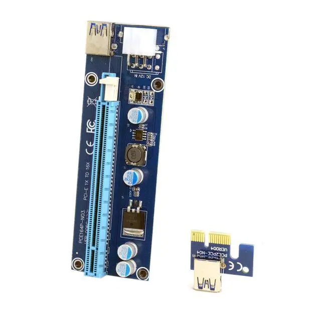 Alt view image 7 of 7 - PCI-Express X1 to X16 GPU Riser Card Adapter with USB 3.0 SATA Power Cable