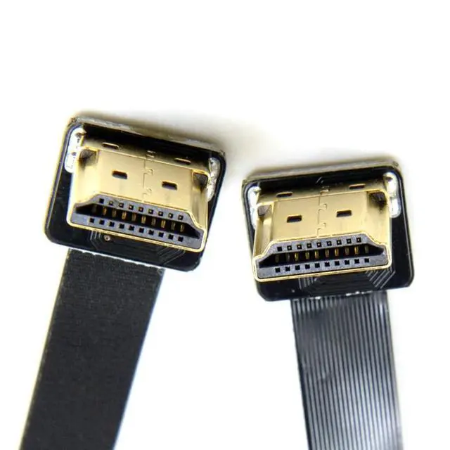 Alt view image 4 of 7 - FPV Dual 90 Degree UP Angled HDMI Male to Male HDTV FPC Flat Extension Cable for Multicopter Aerial Photography 50cm