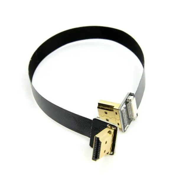Alt view image 7 of 7 - FPV Dual 90 Degree UP Angled HDMI Male to Male HDTV FPC Flat Extension Cable for Multicopter Aerial Photography 50cm