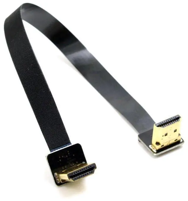 Alt view image 5 of 7 - FPV Dual Up Angled 90 Degree HDMI Type A Male to Male HDTV FPC Flat Cable 20cm for Multicopter Aerial Photography