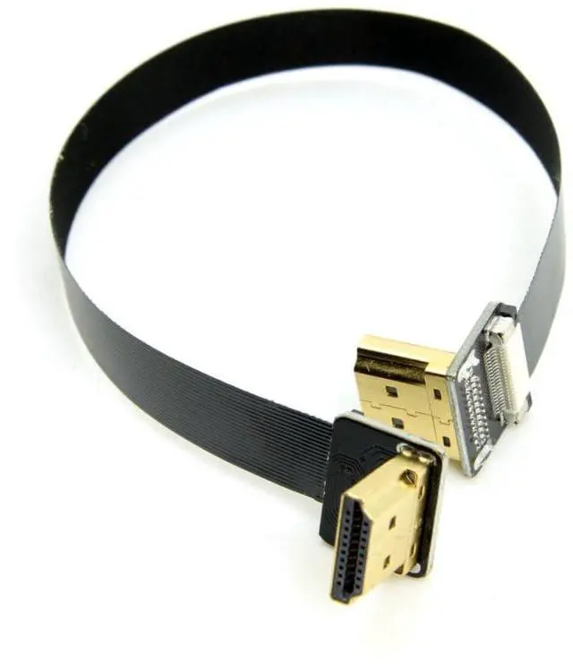 Alt view image 6 of 7 - FPV Dual Up Angled 90 Degree HDMI Type A Male to Male HDTV FPC Flat Cable 20cm for Multicopter Aerial Photography