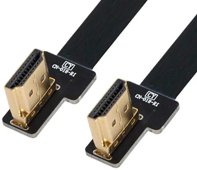 Main image of CY HDMI Type A to HDMI Cable Adapter CYFPV Dual HDMI Type A Male to Male HDTV FPC Flat Cable for FPV HDTV Multicopter Aerial Photography 90 Degree Left Angled