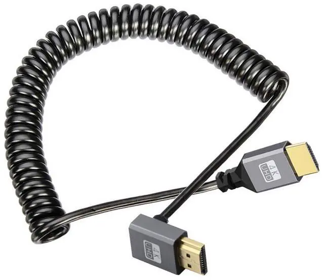 Main image of HDMI Stretch Coiled Cable HDMI 1.4 Type A Male to Male 4K 60hz 90 Degree UP Angled Extension Cable