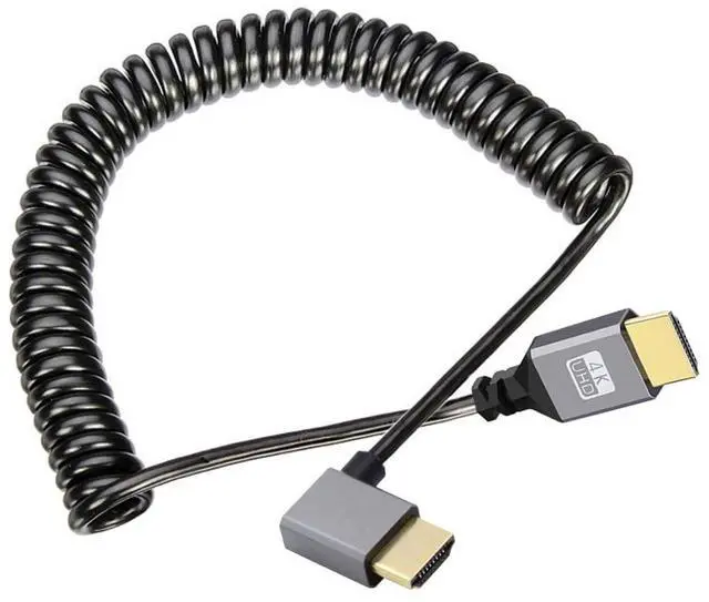 Main image of HDMI Stretch Coiled Cable HDMI 1.4 Type A Male to Male 4K 60hz 90 Degree Left Angled Extension Cable