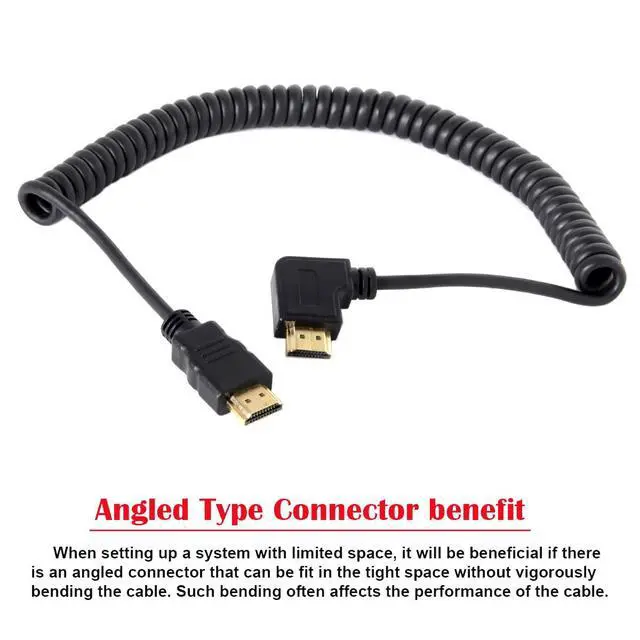 Alt view image 3 of 7 - HDMI to HDMI 1.4 Stretch 90 Degree Right Angled Extension Cable 4K@60hz 1.2M