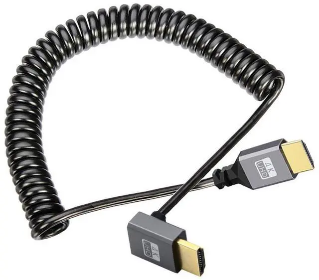 Main image of HDMI Stretch Coiled Cable HDMI 2.0 Type A Male to Male 90 Degree Down Angled 4K 60hz Extension Cable