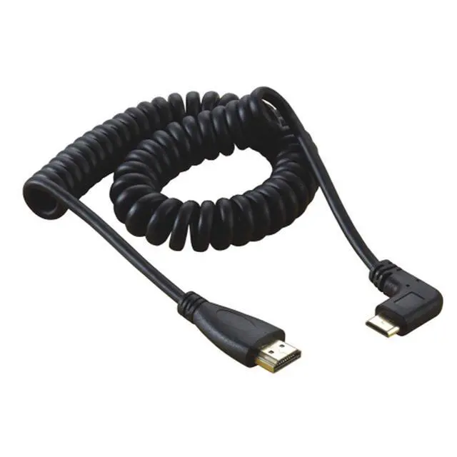 Alt view image 7 of 7 - Mini HDMI Male 90 Degree Left Angled to HDMI Male Stretch Coiled Cable 1.2m