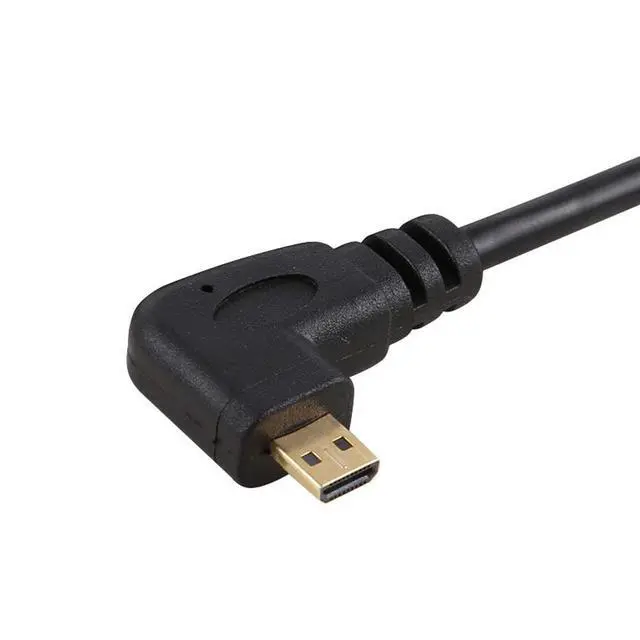 Alt view image 3 of 6 - Stretch Spring Micro HDMI to HDMI Male HDTV Cable for Cell Phone & Tablet & Camera Left & Right Angled 90 Degree Straight Black (Left Angled, Black)