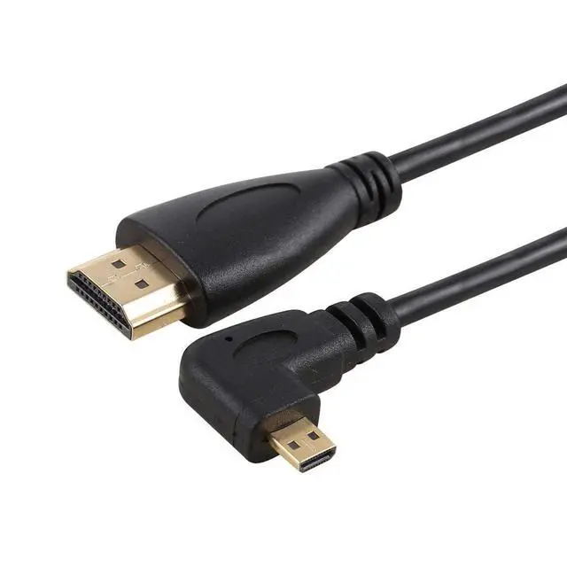 Alt view image 2 of 6 - Stretch Spring Micro HDMI to HDMI Male HDTV Cable for Cell Phone & Tablet & Camera Left & Right Angled 90 Degree Straight Black (Left Angled, Black)