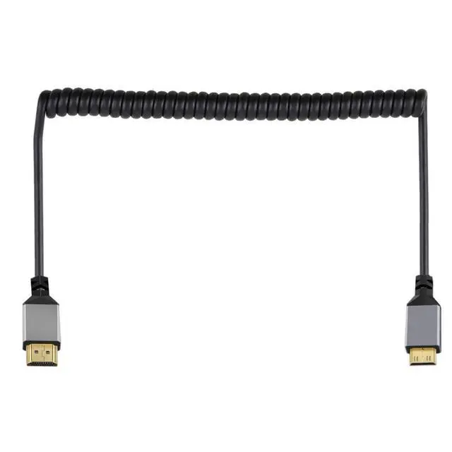 Alt view image 6 of 6 - Mini HDMI Stretch Coiled Cable HDMI 1.4 to Mini HDMI 4K 60hz Extension Cable