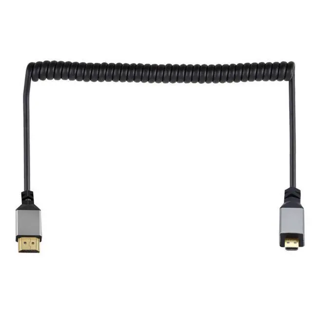 Alt view image 6 of 6 - Micro HDMI Stretch Coiled Cable HDMI 1.4 to Micro HDMI 4K 60hz Extension Cable