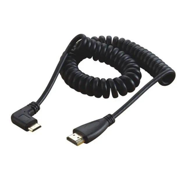 Alt view image 2 of 7 - HDMI to Mini HDMI 90 Degree Right Angled Stretch Coiled Cable 4K 60hz 1.2M