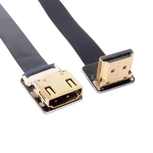 Alt view image 6 of 7 - CYFPV HDMI Male to Female FPC Flat Extension Cable for Camera HDTV Multicopter Aerial Photography 90 Degree UP Angled 0.2M