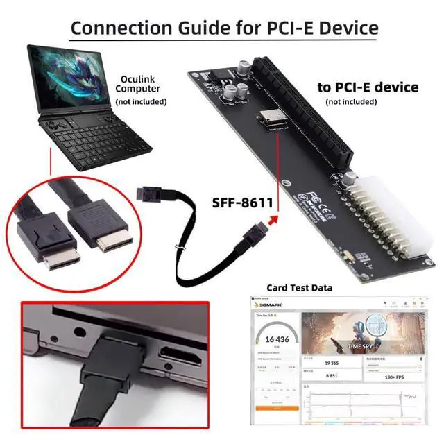 Alt view image 2 of 7 - 7.87 Inch SFF-8611 Cable,OCuLink PCIe PCI-Express 4.0 SFF-8611 4i Male to Male Data Extension Cable for eGPU External Graphics Card and SSD