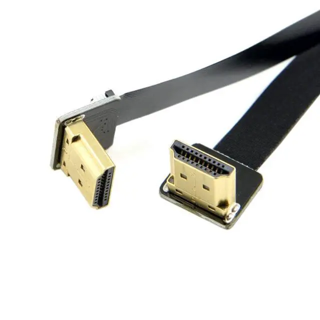 Alt view image 3 of 7 - FPV Dual 90 Degree UP Angled HDMI Male to Male HDTV FPC Flat Extension Cable for Multicopter Aerial Photography 50cm