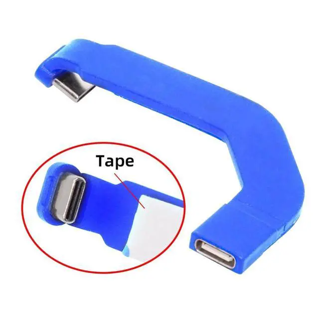 Alt view image 7 of 7 - 2.76 Inch USB C Short Flat Cable,USB 2.0 Type C Male to Female 90 Degree Angled PD 65W Fast Charge Data Extension Cable Blue