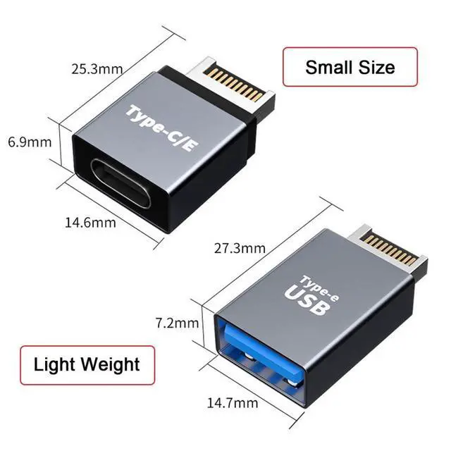 Alt view image 6 of 7 - 2 Pack USB 3.0/USB C to USB 3.1 Type-E Front Panel Socket Motherboard Header Adapter