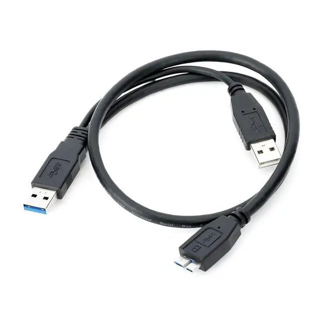 Alt view image 3 of 6 - Power Y Cable Dual USB3.0 A Male to Micro USB 3.0 Y Cable with Extra Power for SSD HDD