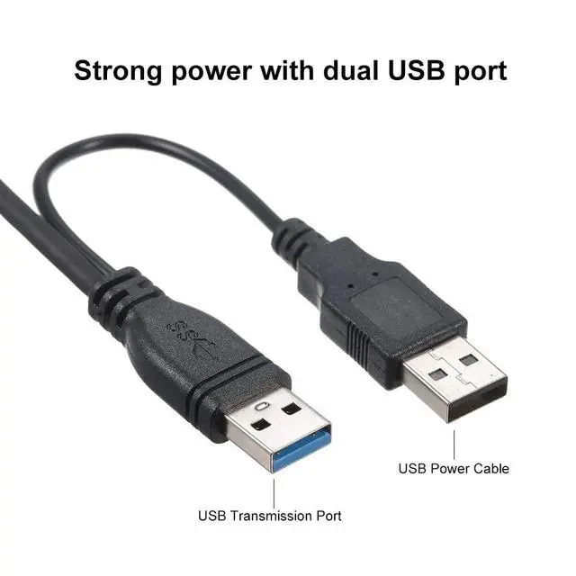 Alt view image 6 of 6 - Power Y Cable Dual USB3.0 A Male to Micro USB 3.0 Y Cable with Extra Power for SSD HDD