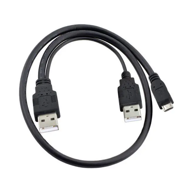 Alt view image 3 of 6 - USB 2.0 to Micro USB 5Pin Data Cable with Extra Power Cable 80cm for Hard Disk Drive