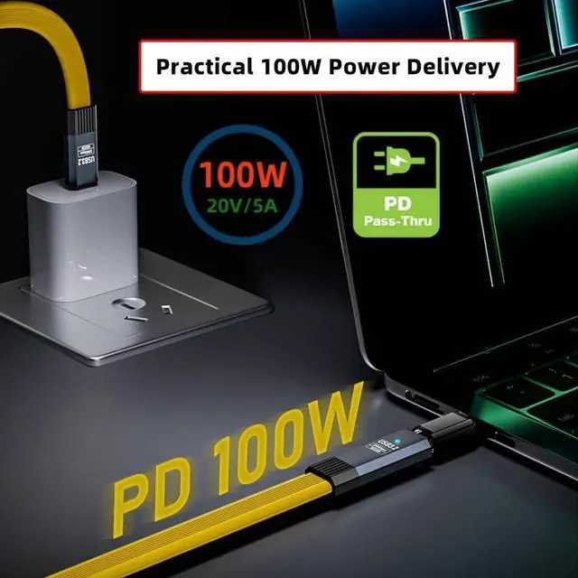 Alt view image 3 of 7 - USB C Flat Extension Cable,USB 3.2 Type C Male to Female Extension Cable Support 20Gbps Data Transfer PD 100W Fast Charging and 8K@60Hz Video 2.62FT/0.8M