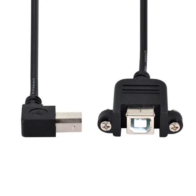Alt view image 3 of 6 - USB 2.0 Type B Printer Scanner Hard Disk Extension Data Cable with Screws for Panel Mount 50cm 90 Degree Right Angled