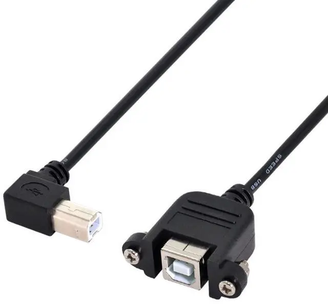 Main image of USB 2.0 Type B Printer Scanner Hard Disk Extension Data Cable with Screws for Panel Mount 50cm 90 Degree Right Angled