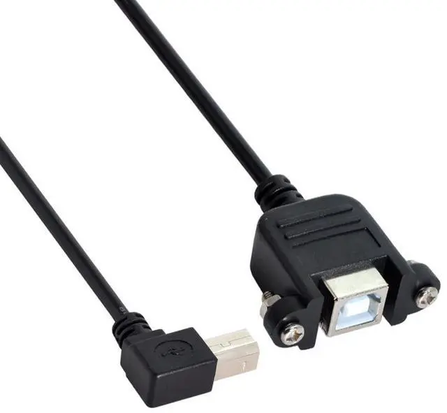 Alt view image 6 of 6 - USB 2.0 Type B Printer Scanner Hard Disk Extension Data Cable with Screws for Panel Mount 50cm 90 Degree Right Angled