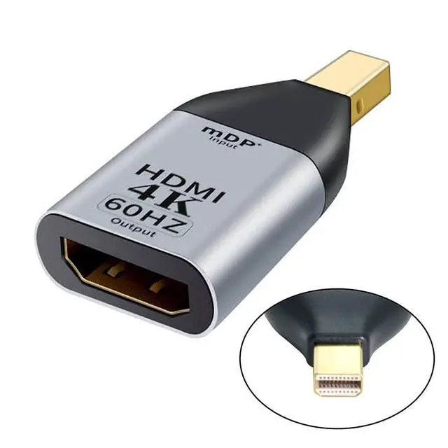 Alt view image 6 of 7 - Mini DP DisplayPort Source Input Male to HDMI Sink Output Female Displays 4K@60hz Ultra HD Converter Adapter for Laptop Mac