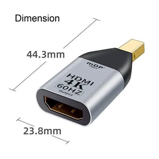 Alt view image 7 of 7 - Mini DP DisplayPort Source Input Male to HDMI Sink Output Female Displays 4K@60hz Ultra HD Converter Adapter for Laptop Mac