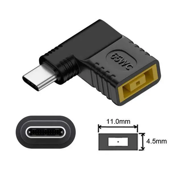Alt view image 2 of 6 - USB C to DC 11x4.5mm Thinkpad X1 Power Plug Charge Adapter for Laptop Phone 90 Degree Angled Connector