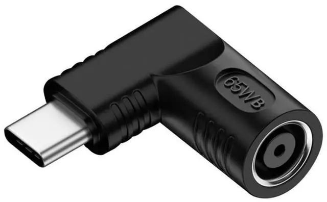 Main image of USB C 65W Connector,DC Jack 7.4x5.0mm Input to USB Type C 90 Degree Angled Power Plug Charge Adapter for Laptop Phone